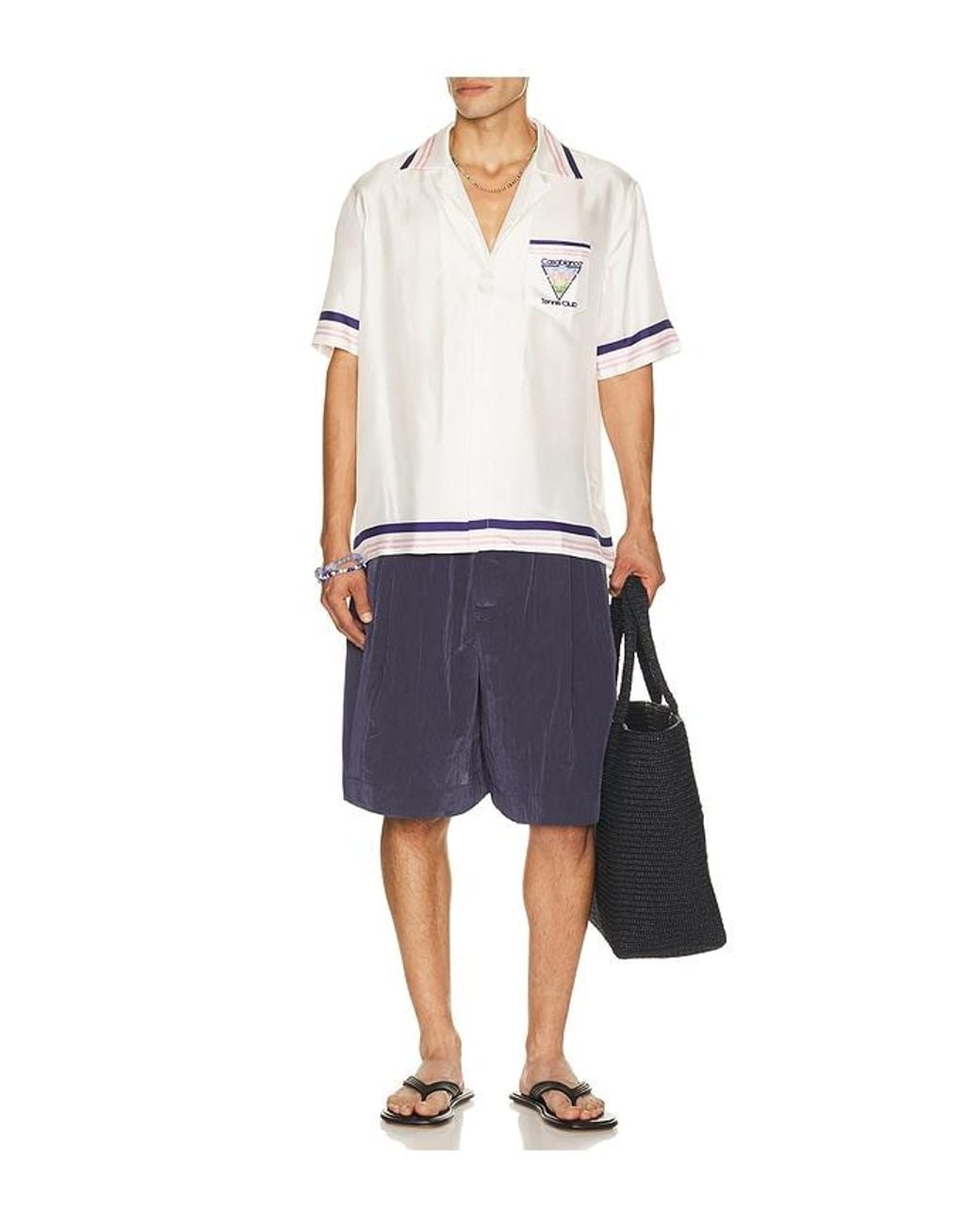Casablanca Gray Cuban Collar Short Sleeve Shirt for men