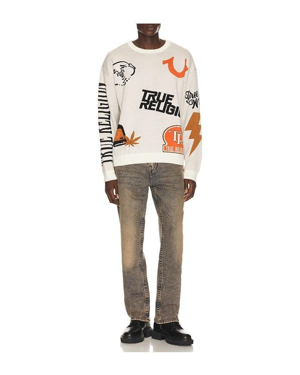 True Religion Blue Multi Logo Sweater for men