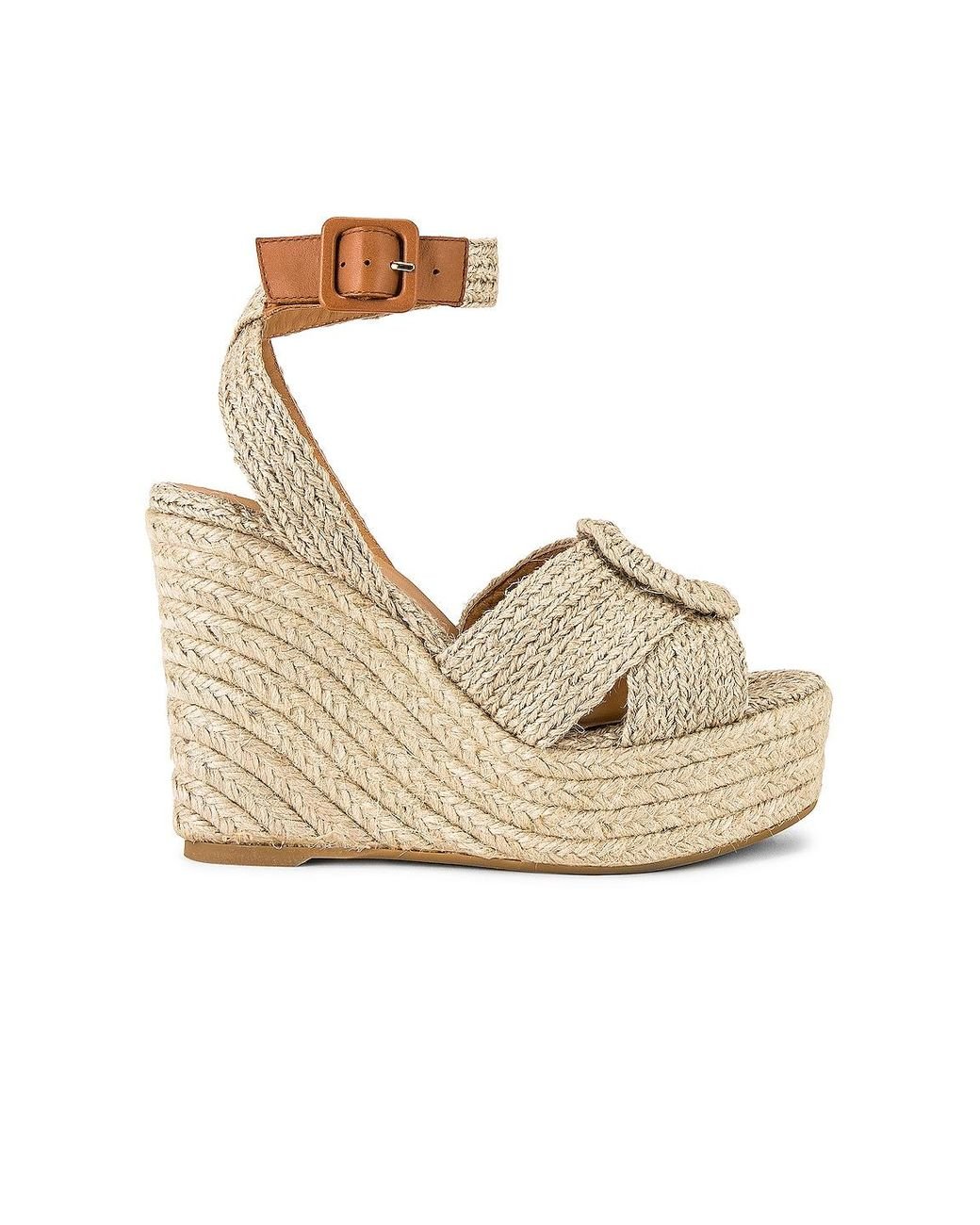 Castañer Leather Julia Wedge in Natural | Lyst