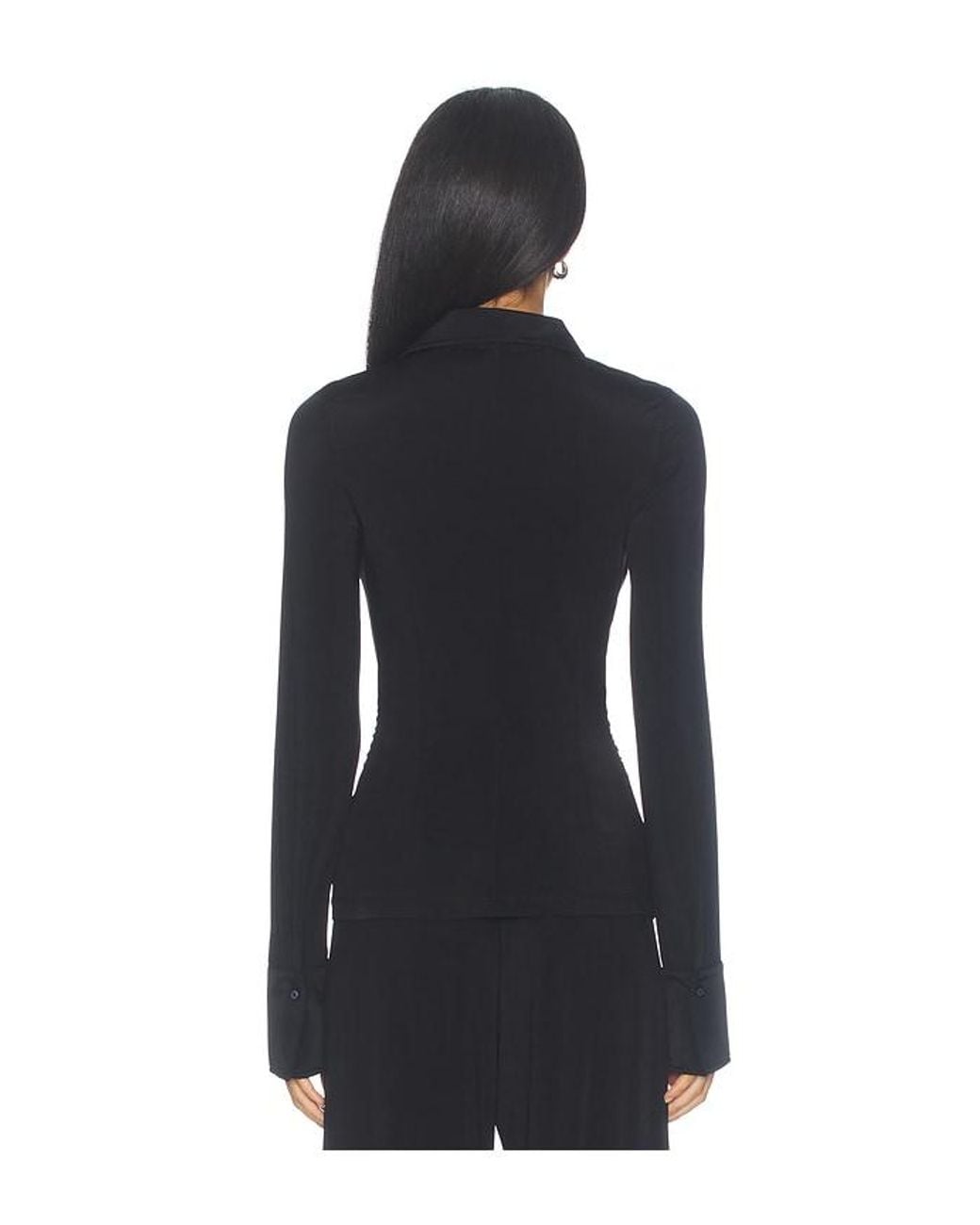 ÉTERNE Black Ruched Charlie Liquid Jersey Top