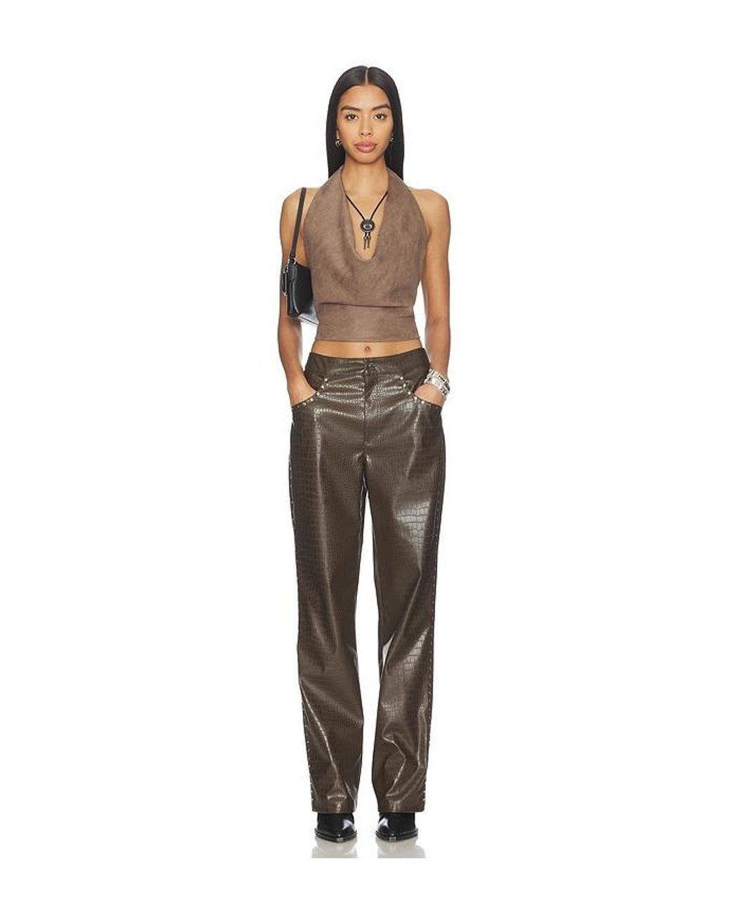 Lamarque Brown X Revolve Ruth Faux Suede Halter Top