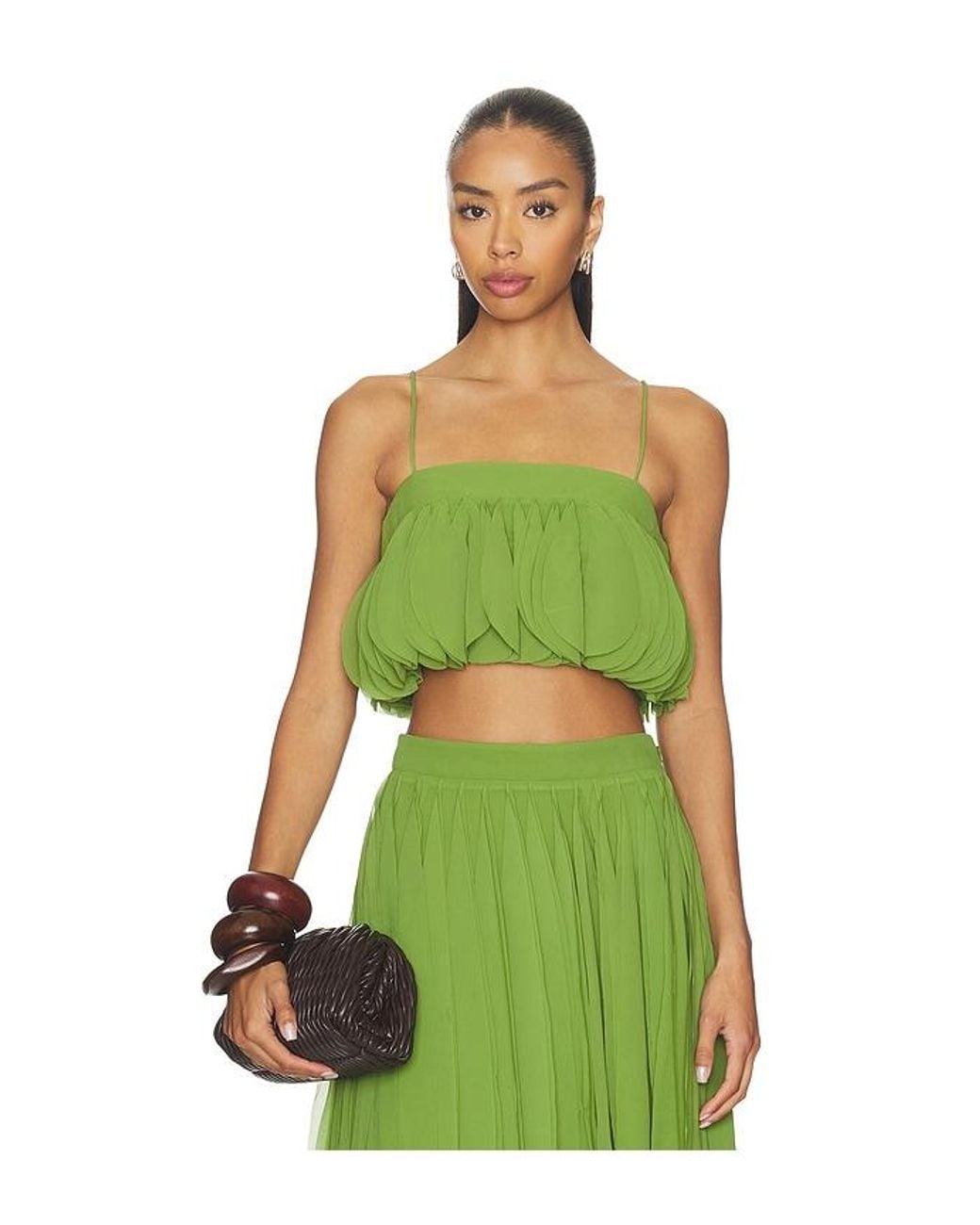 AMUR Green Sonia Ruffle Top
