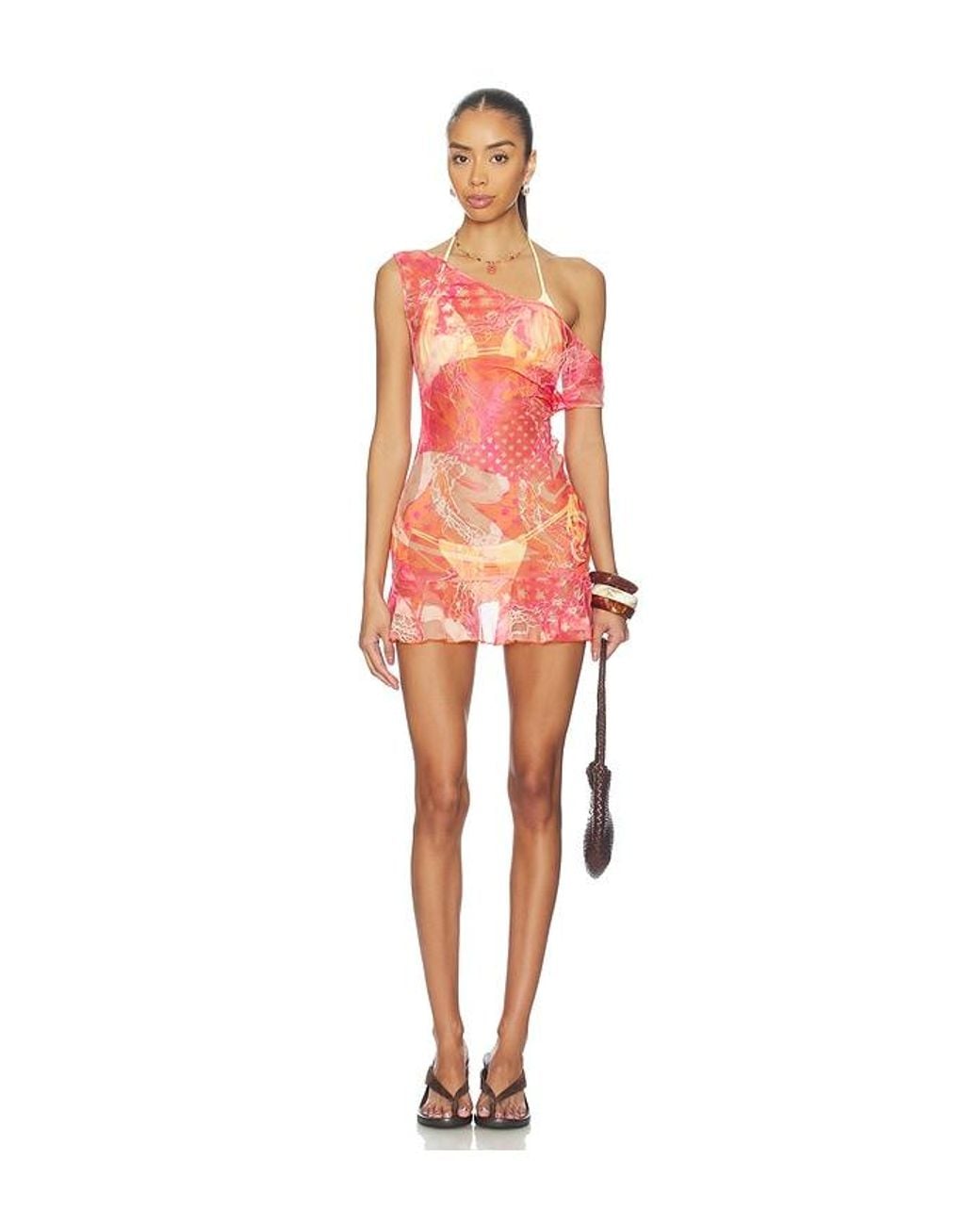 Donde Esteban Red Toronja Salpicon Mini Dress