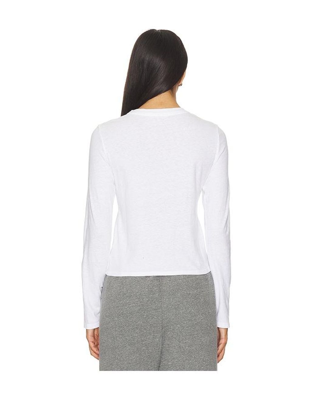 PERFECTWHITETEE Gray Jamie Cotton Long Sleeve