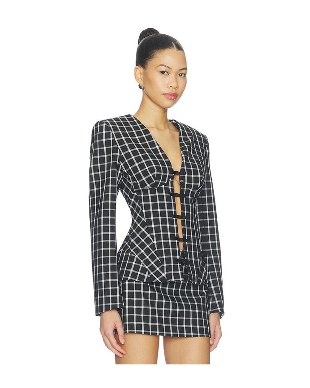 Naked Wardrobe Black Large Check Suiting Blazer