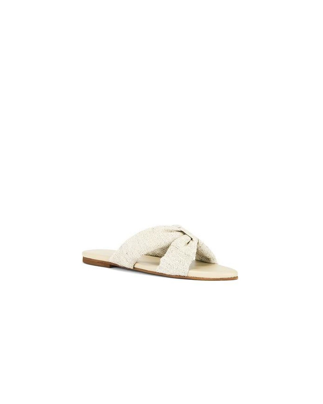 Kaanas White Banha Chunky Criss Cross Linen Sandal