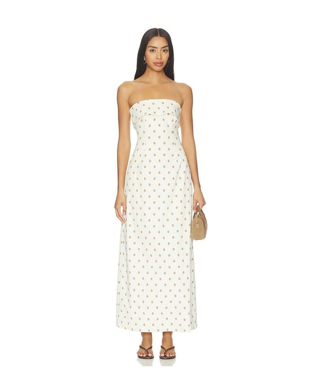 WeWoreWhat White Strapless Fold Over Midi Dress