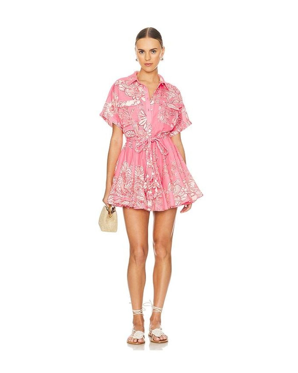Hemant & Nandita Pink Short Dress With Tie Up