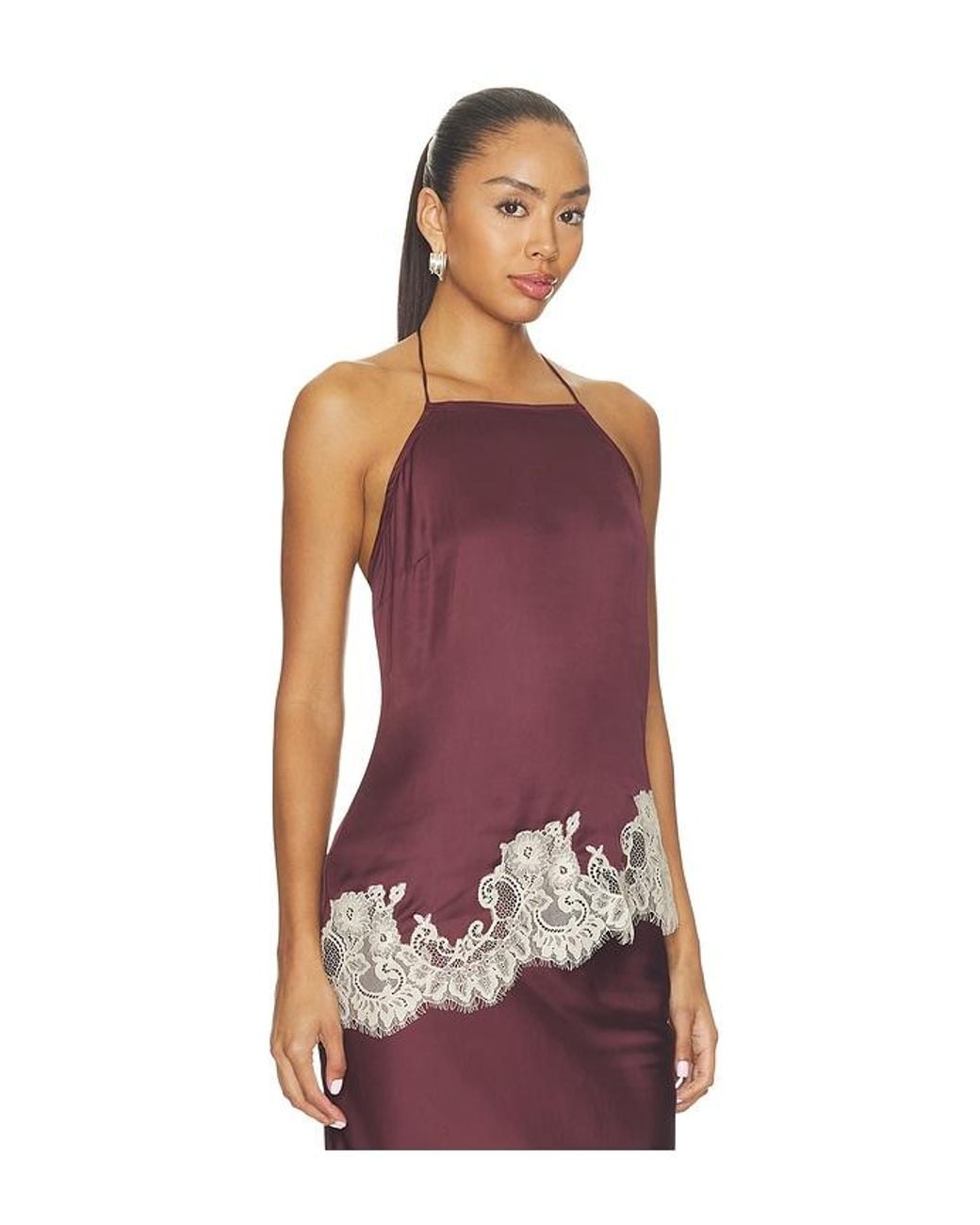 Rococo Sand Red Lace Detail Top