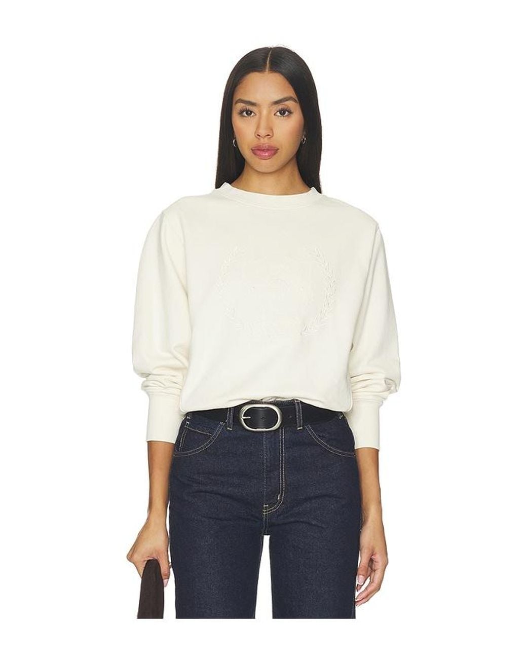 Anine Bing White Harry Shrunken Signet Sweatshirt