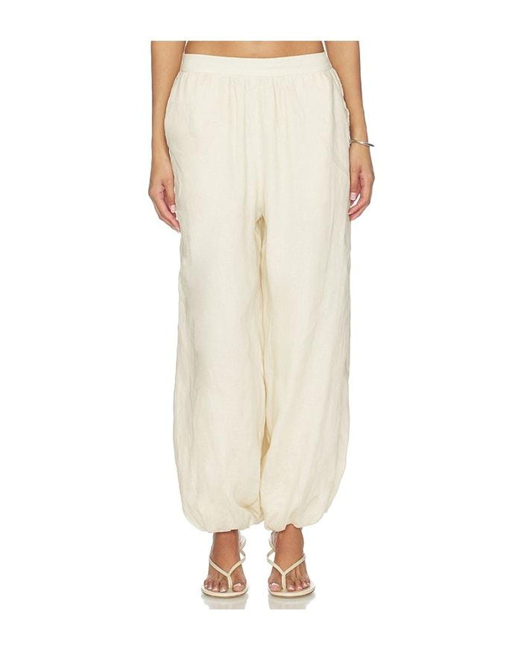 Jonathan Simkhai White Selah Linen Lace Balloon Pant