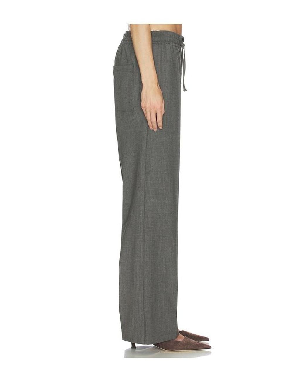 Helsa Gray Wool Blend Drawcord Trousers