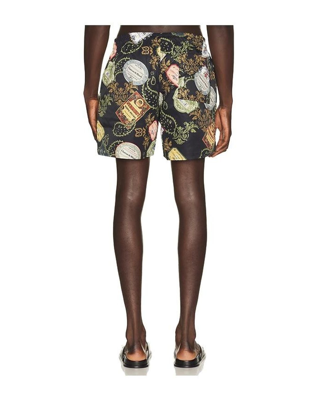 Rhude Black Vin Bandana Print Swim Shorts for men