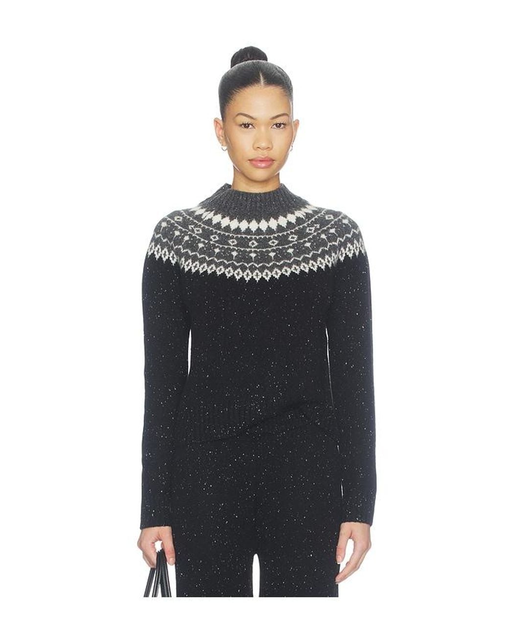 VIR VITA Black Bruna Fair Isle Cashmere Sweater