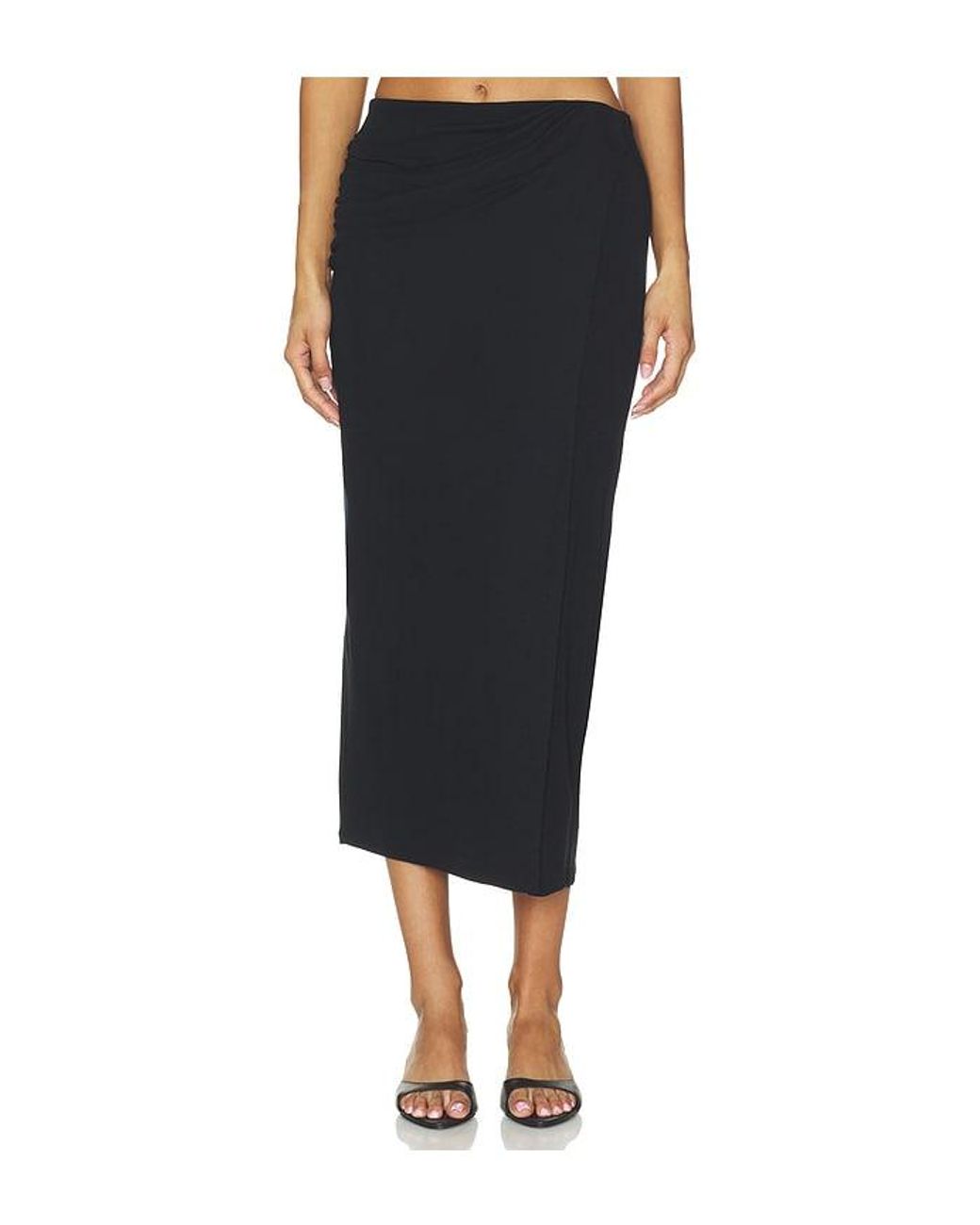 Vince Black Waist Draped Midi Skirt