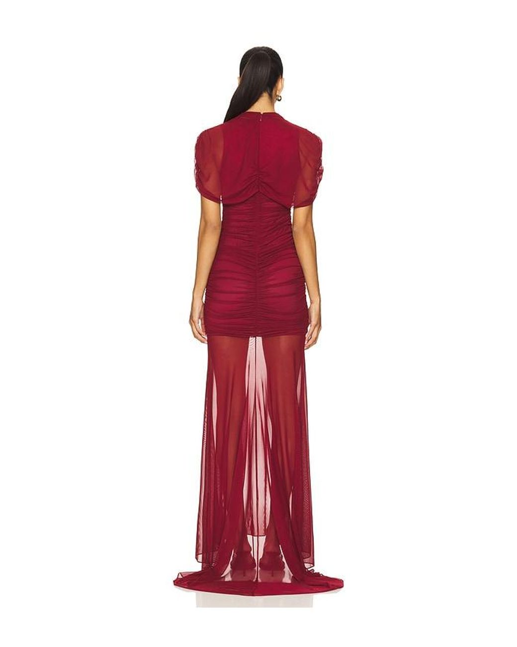 Amanda Uprichard Red X Revolve Evianna Mesh Gown