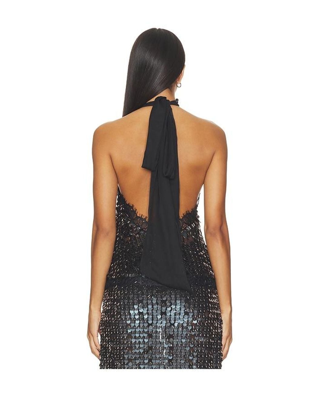 Siedres Black Darcy Sequin Embellished Lace Top