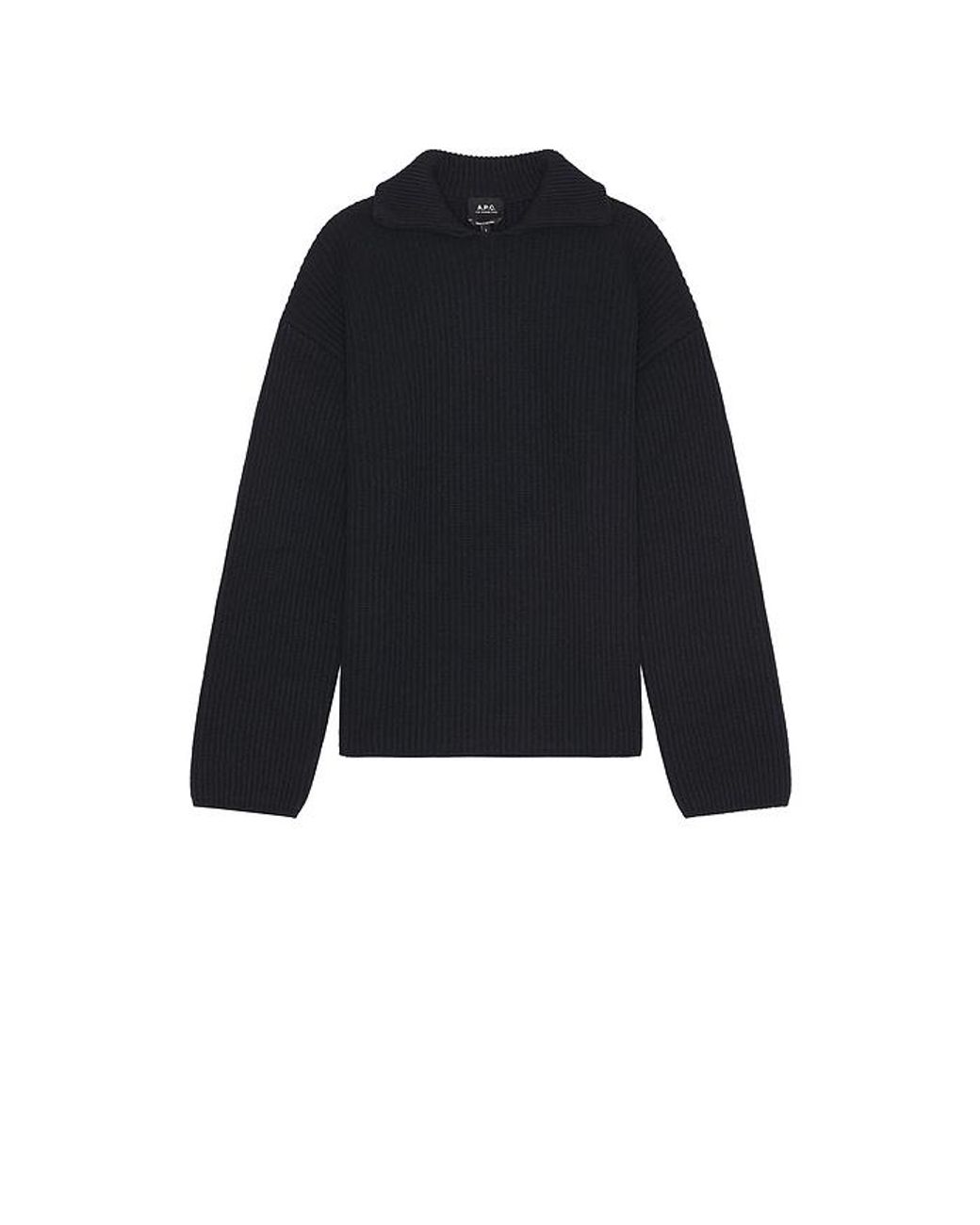 A.P.C. Black Pull Long Sleeve Polo for men