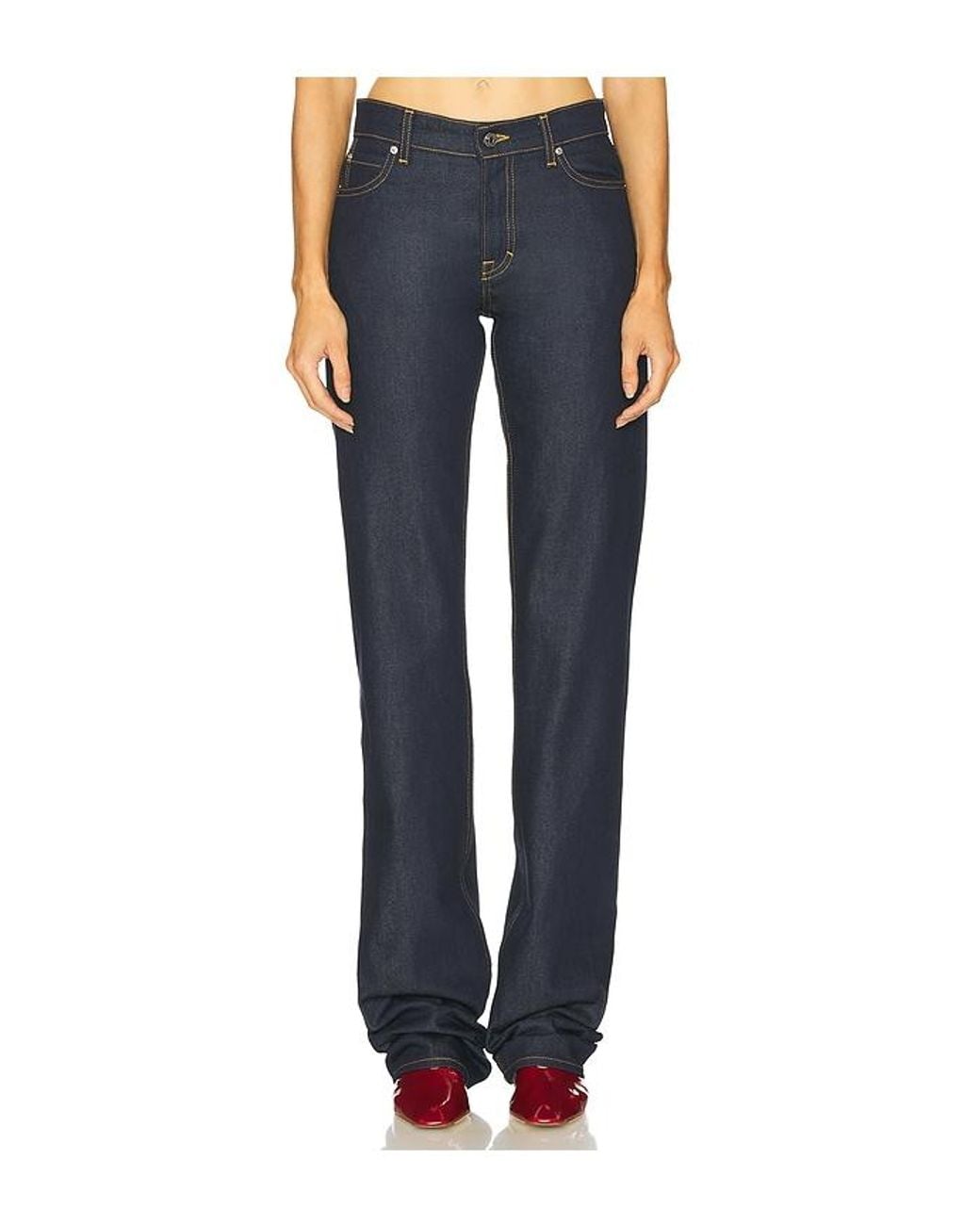 GRLFRND Blue Graham Low Rise Straight Cuffed