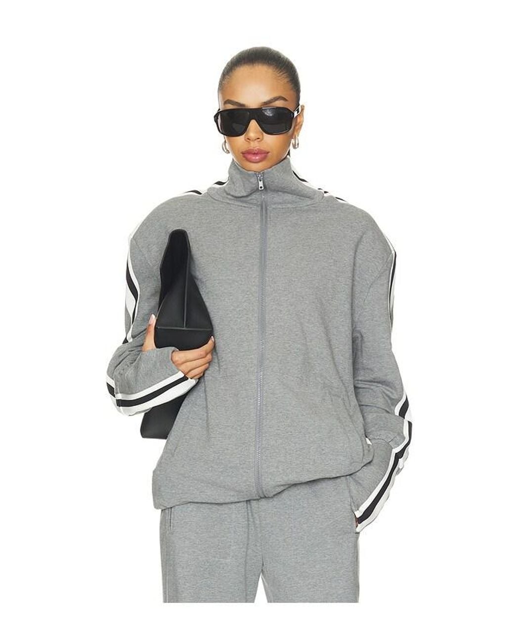 Norma Kamali Gray Oversized Side Stripe Turtle Jacket