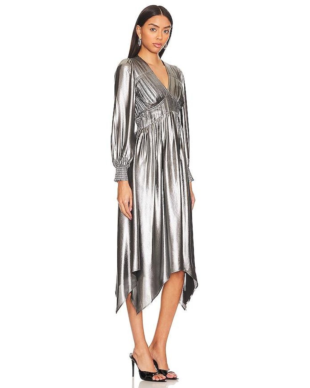 AllSaints Estelle Metallic Dress in Black | Lyst UK