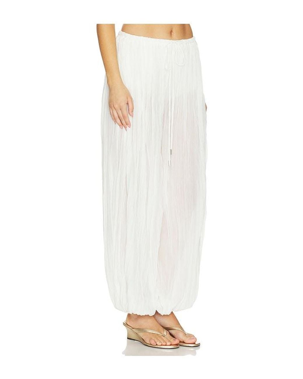 Jonathan Simkhai White Afton Crinkle Jersey Balloon Pant