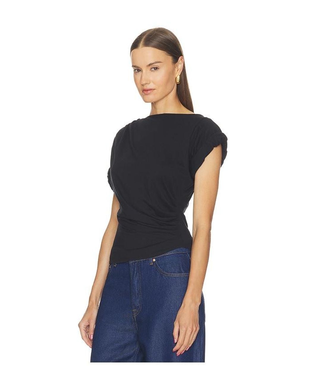 The Line By K Blue Francine Pleated Short Sleeve T-Shirt