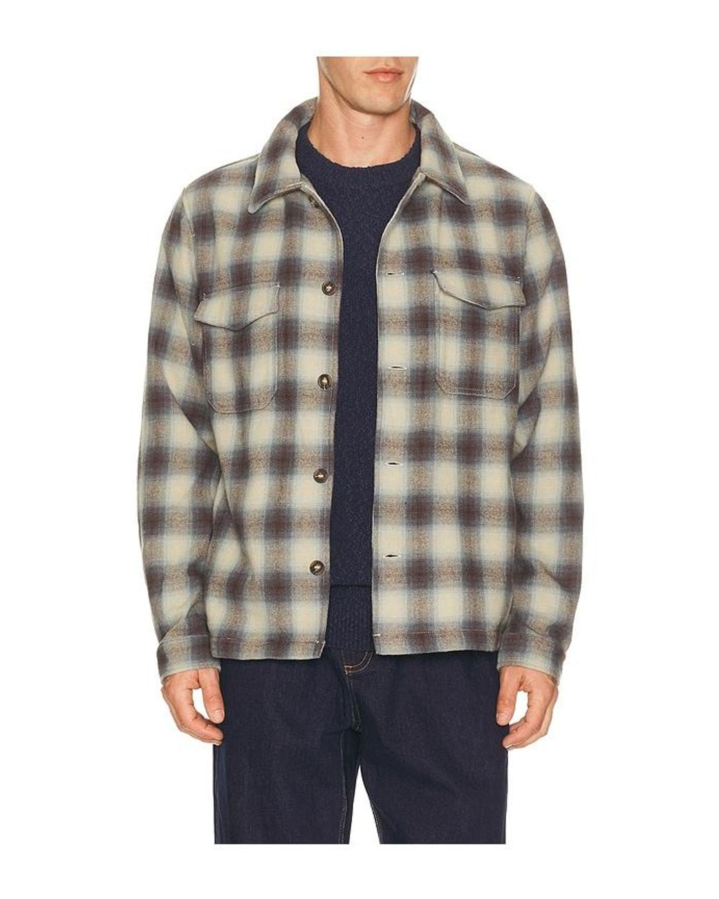 Rhythm Blue Polar Bond Long Sleeve Flannel for men