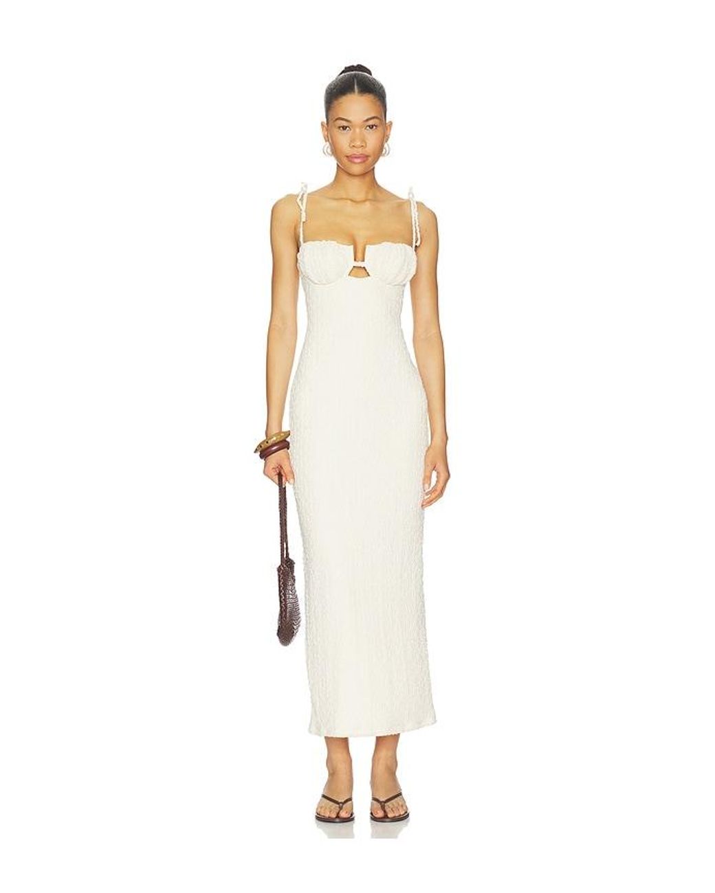 Montce White X Elsa Hosk Petal Long Slip Dress