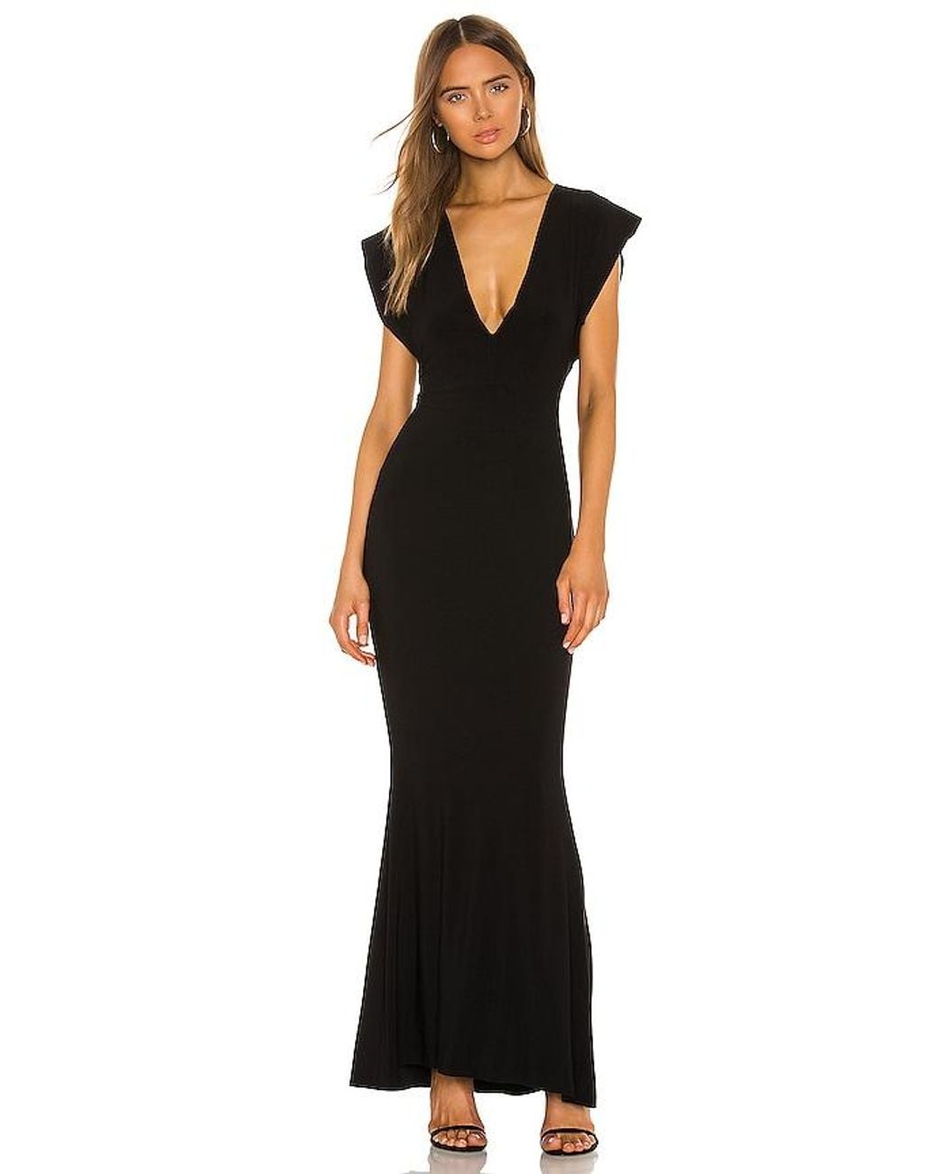 Norma Kamali Black X Revolve V Neck Rectangle Gown