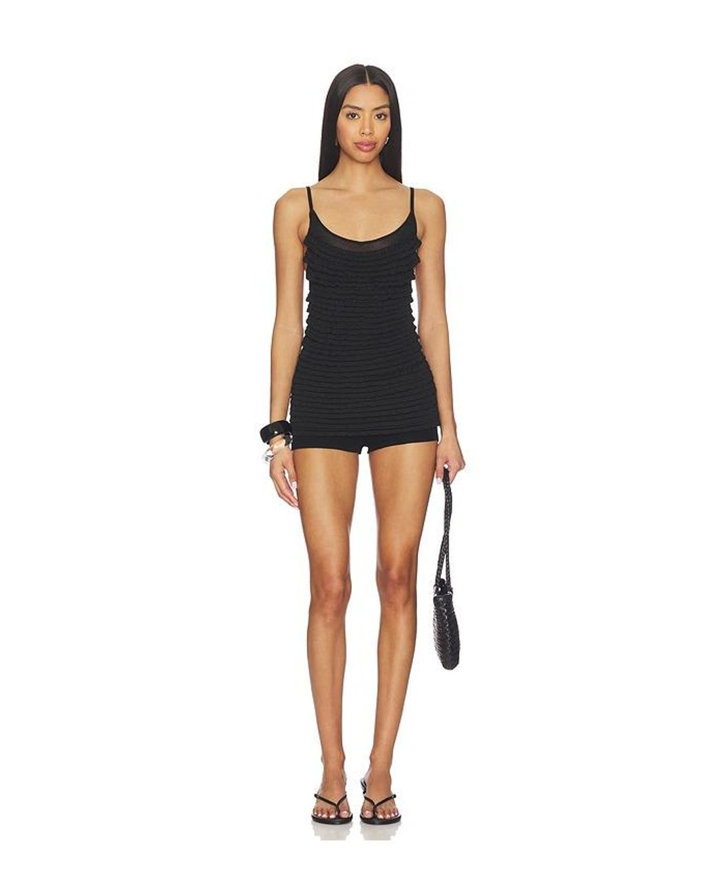Lovers + Friends Black Oliviyah Wavy Knit Tank