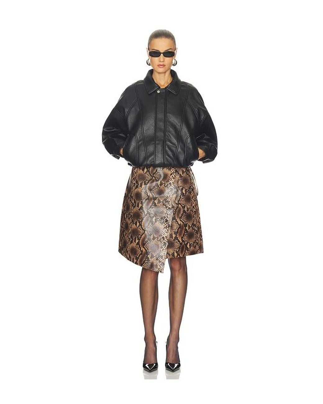 Vaillant Natural Apron-Style Leather Midi Wrap Skirt