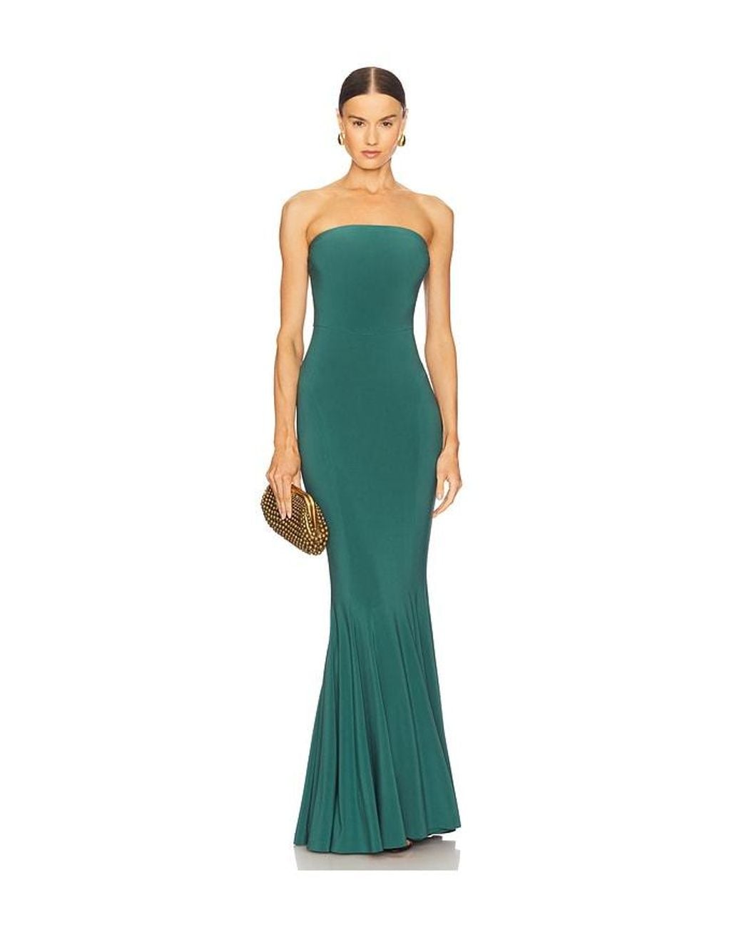 Norma Kamali Green X Revolve Strapless Fishtail Gown