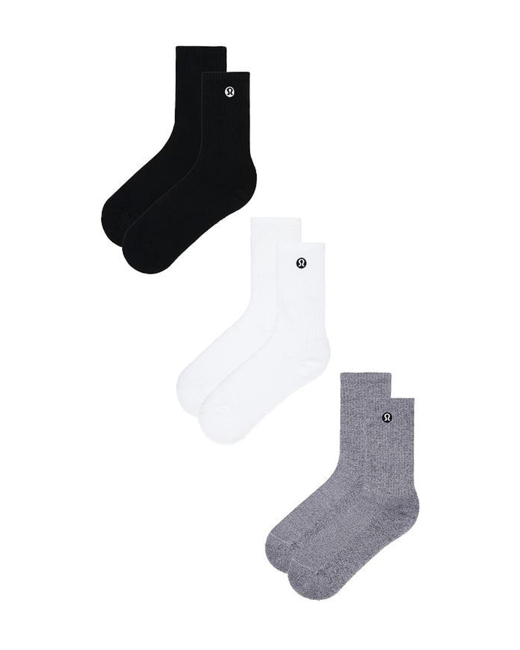 lululemon athletica Gray Daily Essential Socks 3 Pair for men