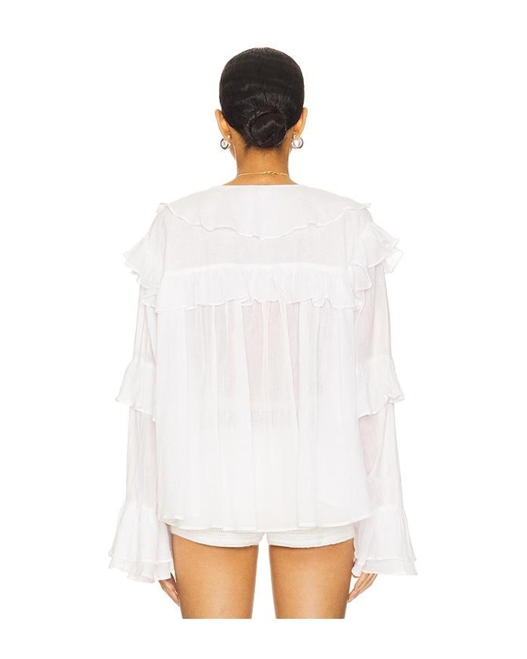 Show Me Your Mumu White Joss Ruffle Top