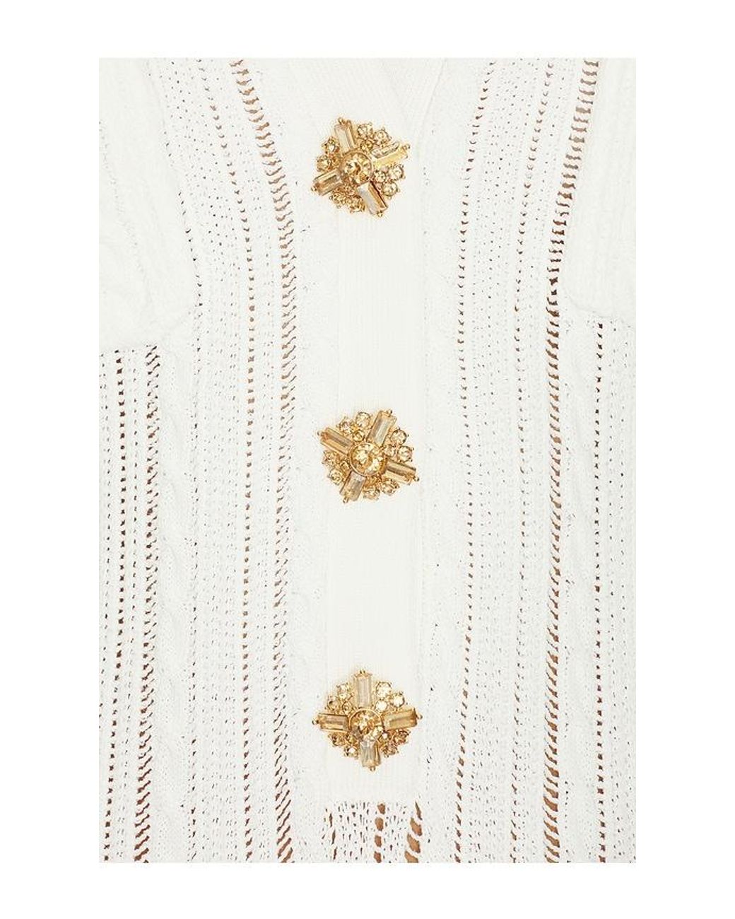 Self-Portrait White Pointelle Knit Midi Dress