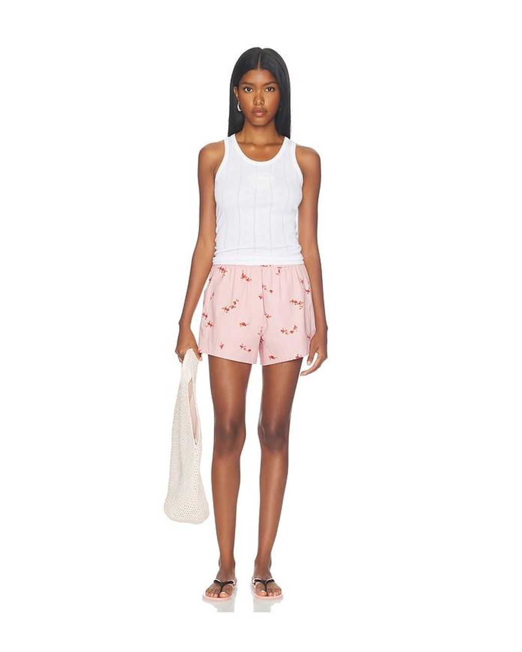 Ganni Pink Printed Stretch Cotton Short