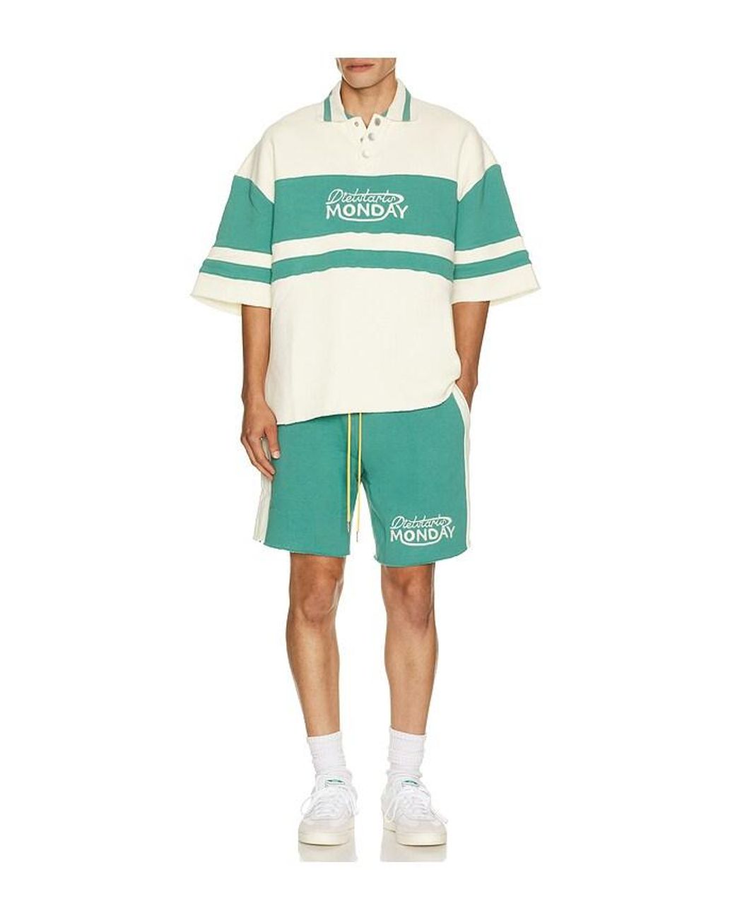 DIET STARTS MONDAY Green Fleece Panel Shorts for men