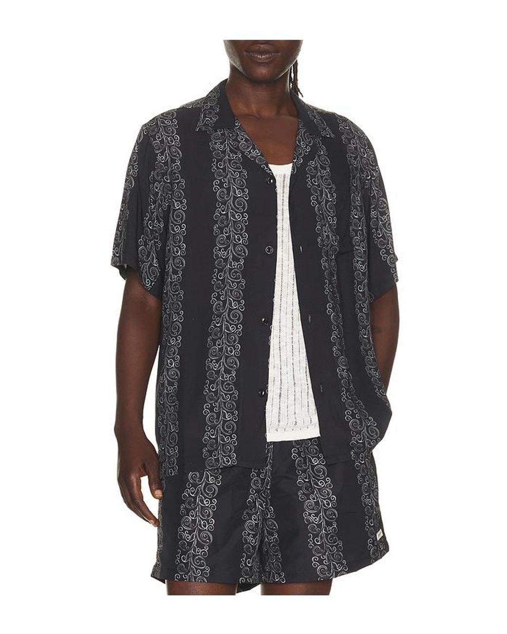 Bather Black Fiesta Printed Camp Shirt for men