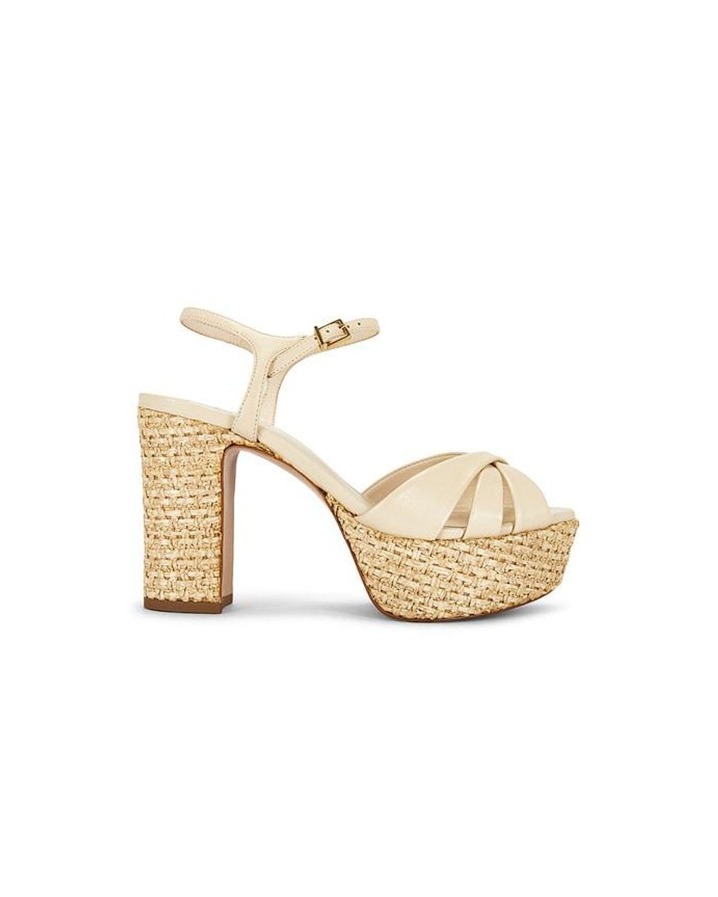 SCHUTZ SHOES White Keefa Raffia Platform Sandal