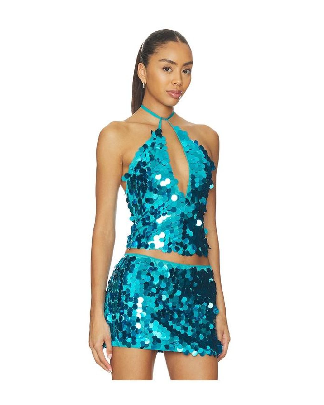 superdown Blue Celia Halter Top