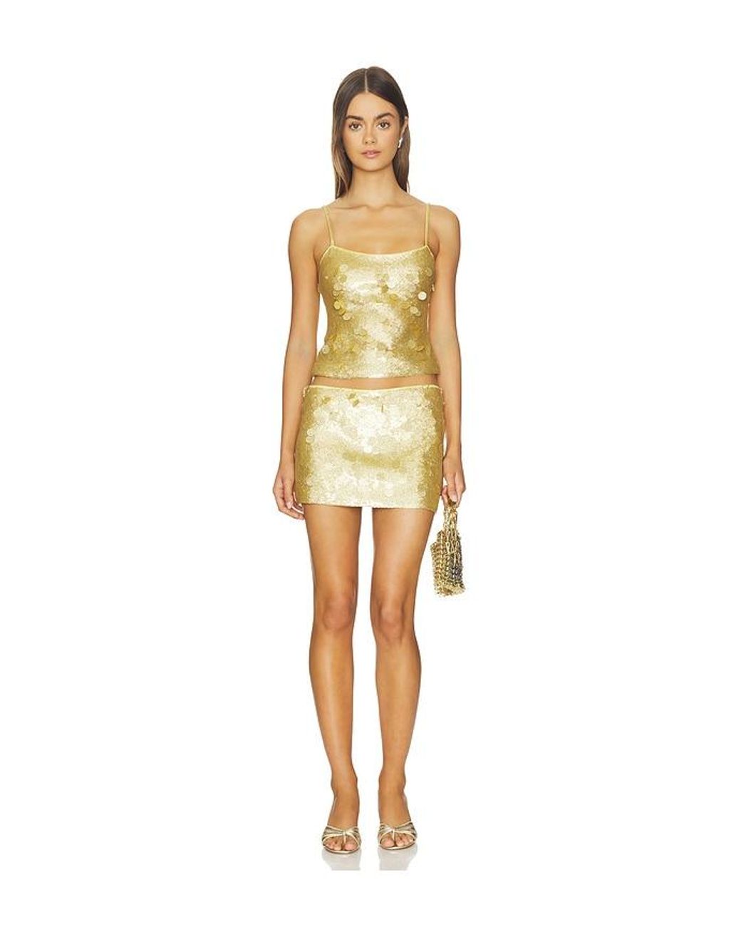 GUIZIO Yellow Paillette Mini Skirt
