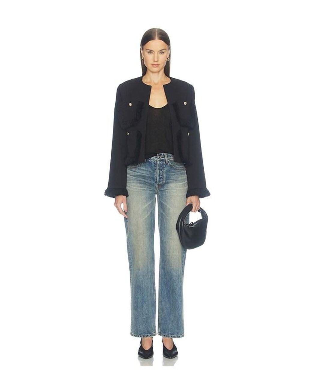 Essentiel Antwerp Blue Kinetic Fringed Jacket