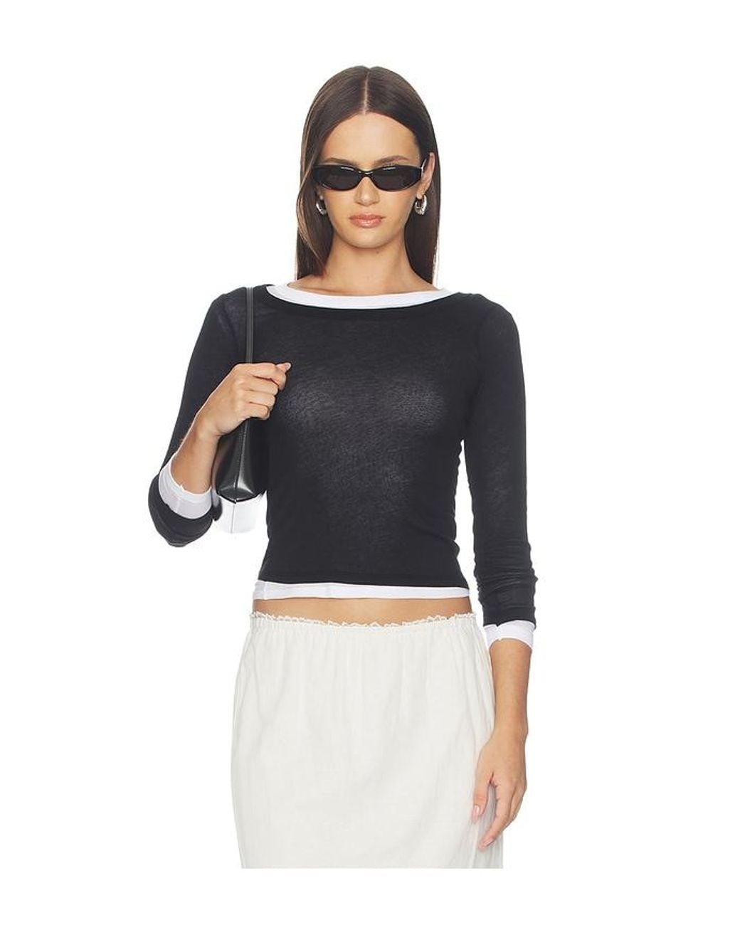 Enza Costa Blue Tissue Jersey Layered Longsleeve