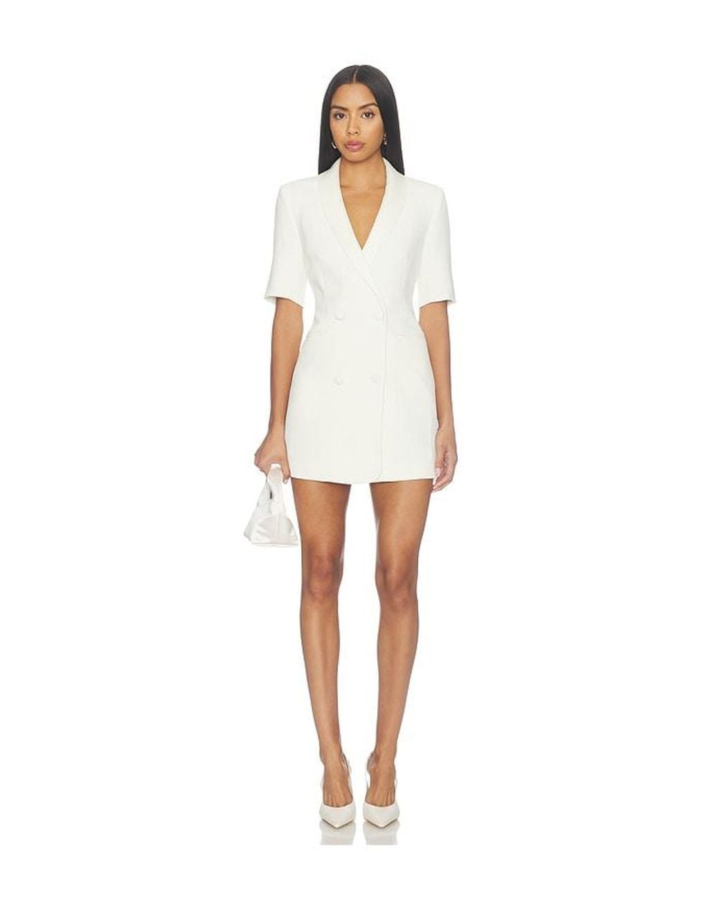 Fleur du Mal White Short Sleeve Blazer Dress