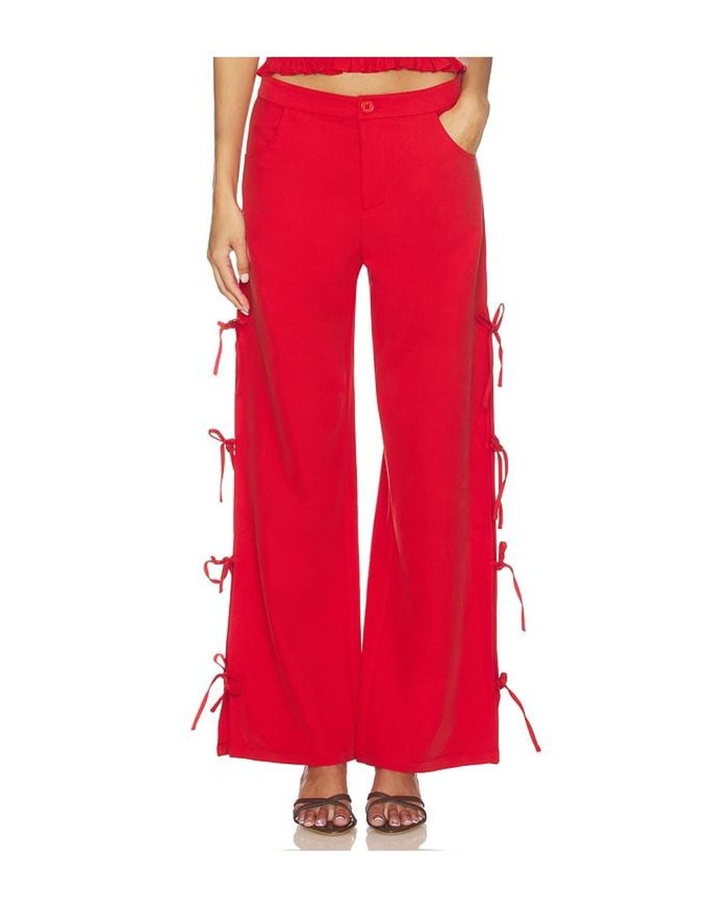 LNA Red Delia Tie Side Pant
