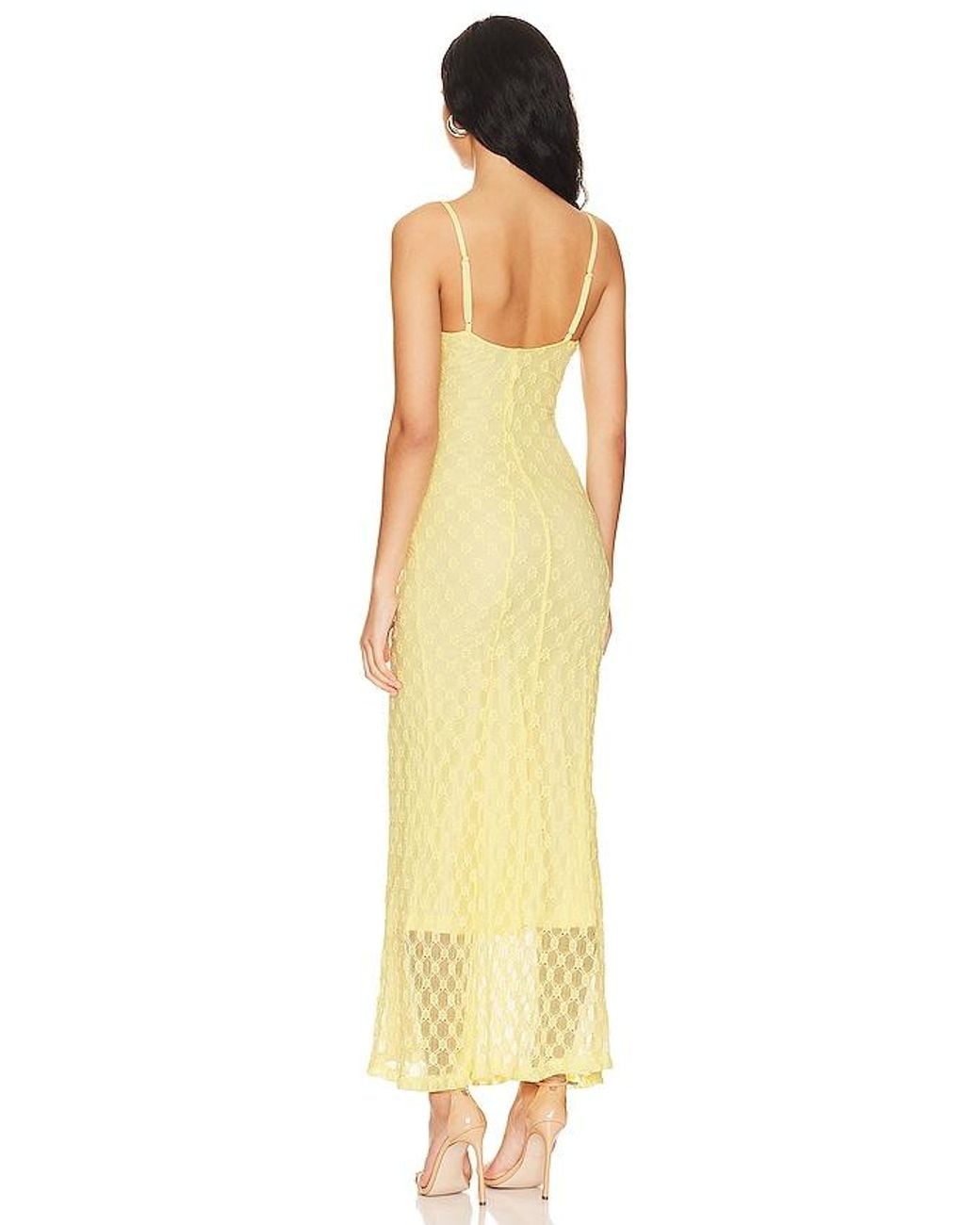 Bardot Yellow Adoni Mesh Maxi Dress