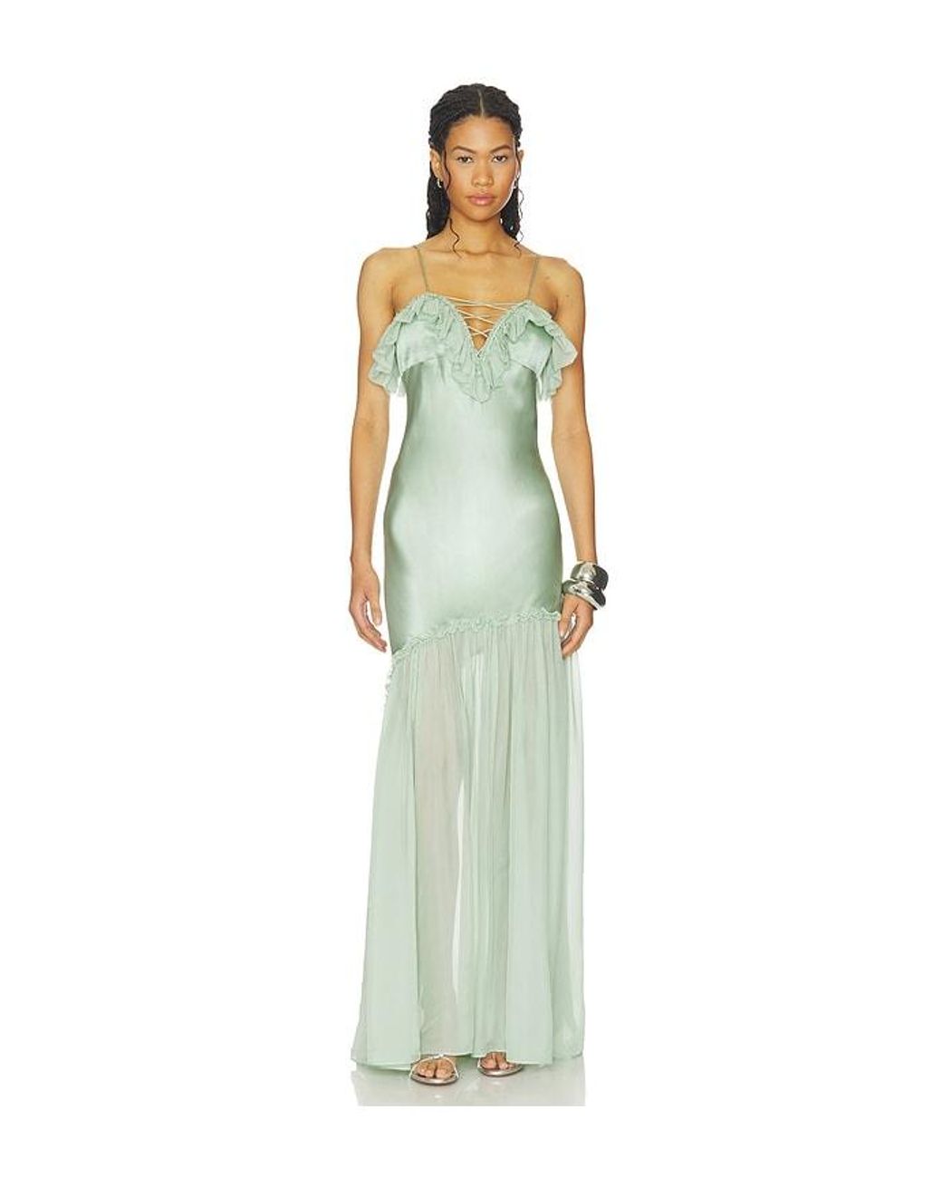 Ulla Johnson White Elaria Cami Silk Gown With Lace Up