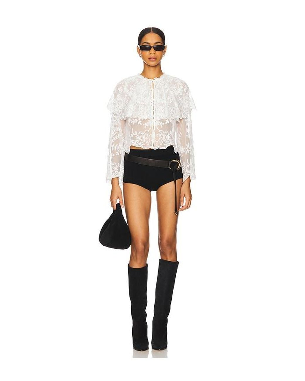 Sea White Marja Embroidery Capelet Blouse