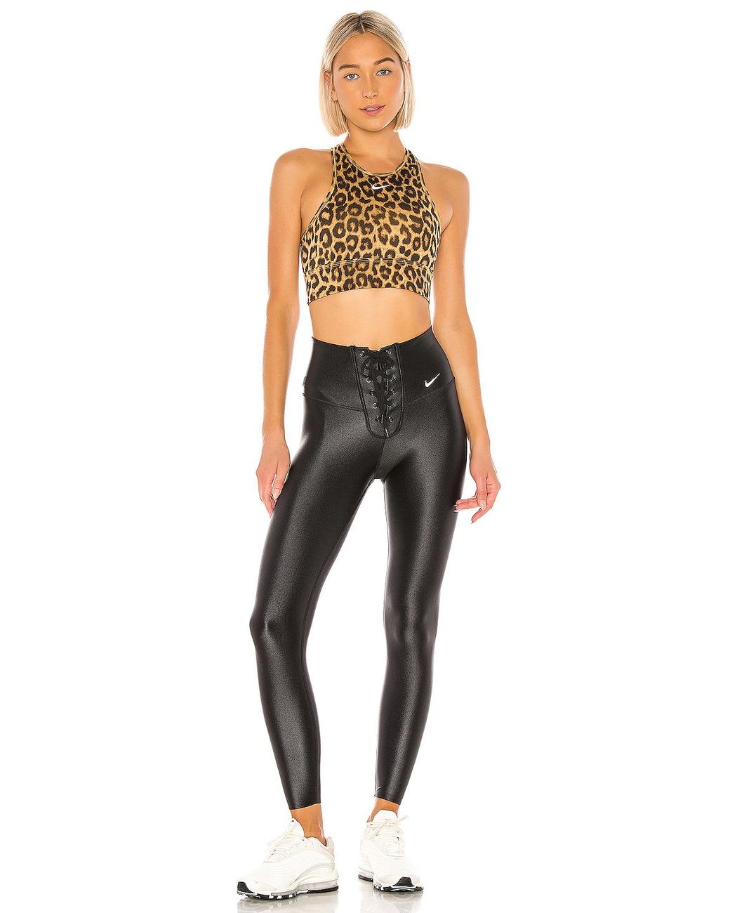 Nike Synthetic Everything Leopard Sports Bra in Black | Lyst